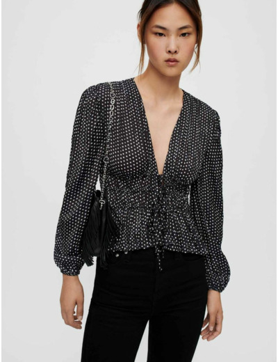 Top en satin imprimé mini pois Clover