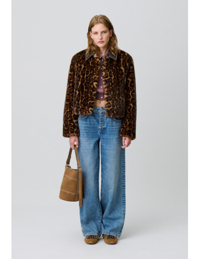 Manteau fausse fourrure léopard