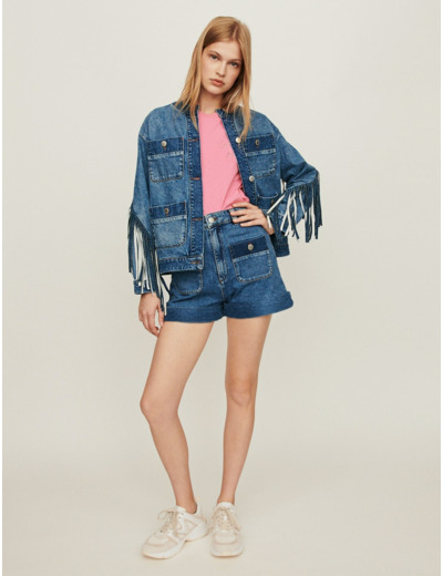 Veste en jean avec franges
