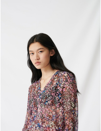 Blouse à imprimé floral en soie