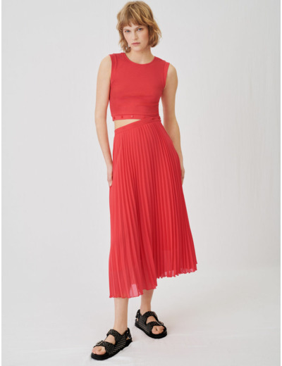 Robe trompe-l'œil en jersey et plissée