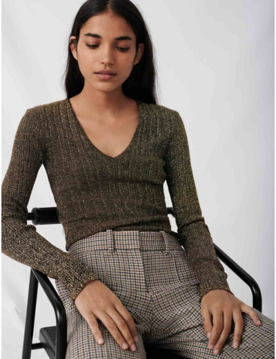 Pull décolleté en maille lurex