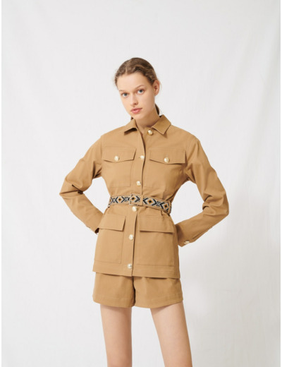 Manteau camelà ceinture brodée