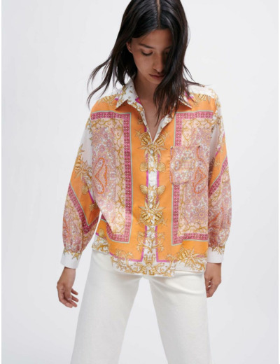 Chemise en voile imprimé foulard