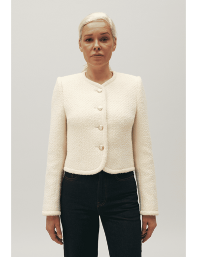 Veste courte tweed ivoire