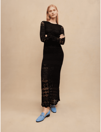 Robe longue en maille ajourée