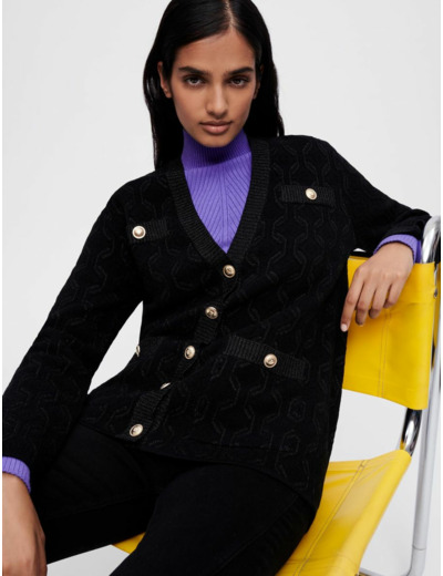 Cardigan en maille à motifs brillants