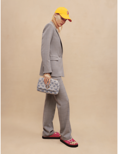 Veste de tailleur à carreaux grise