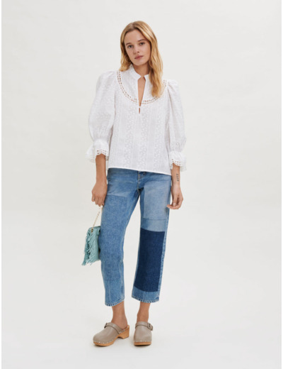 Blouse en coton brodé