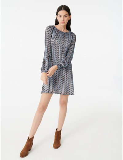 Robe plissée en jacquard lurex imprimé