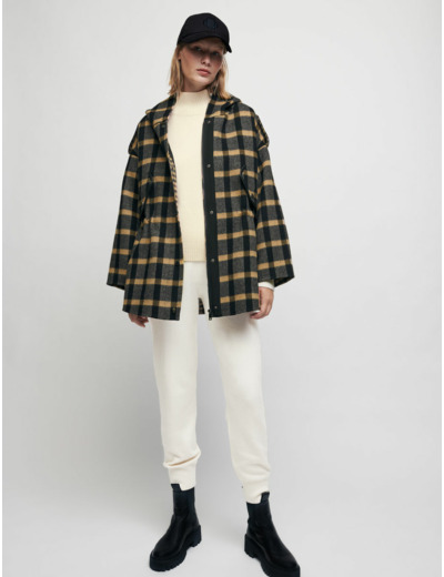 Manteau à carreaux avec capuche