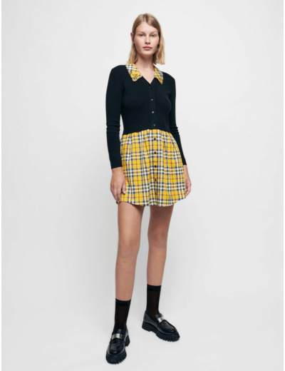 Robe trompe l'œil carreaux façon tartan