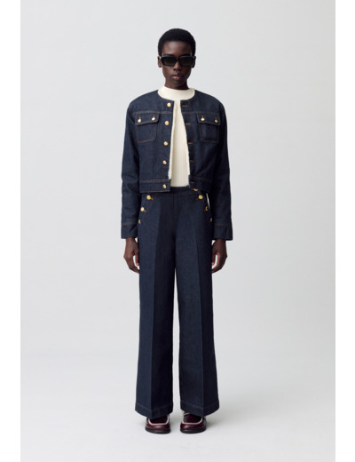 Veste denim fausse fourrure