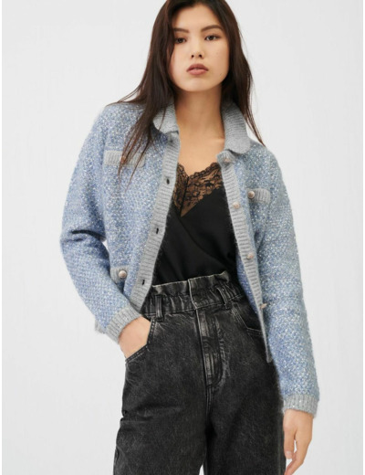 Cardigan en maille fantaisie et lurex