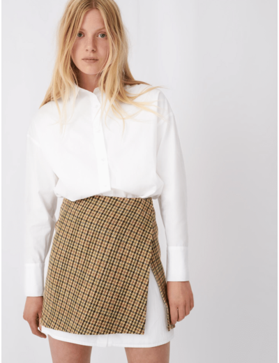 Robe trompe-l’œil en popeline contrastée