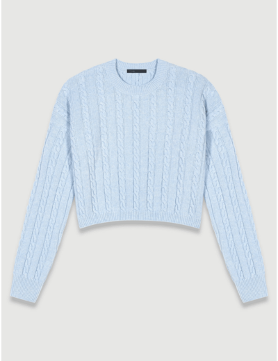 Pull court maille torsadée