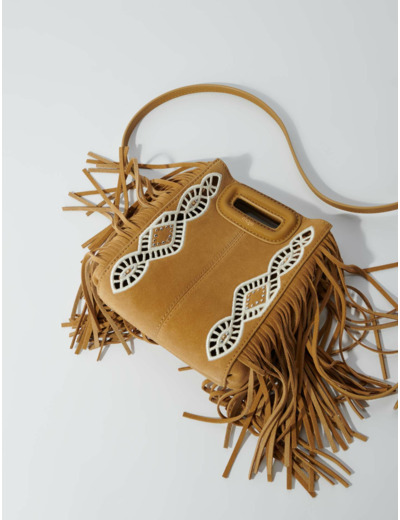 Sac M mini en suède brodé à franges