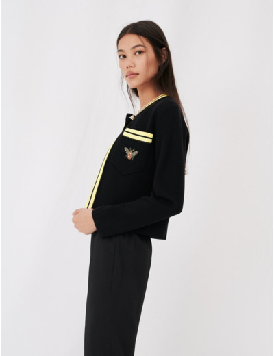 Cardigan avec détails contrastés au col