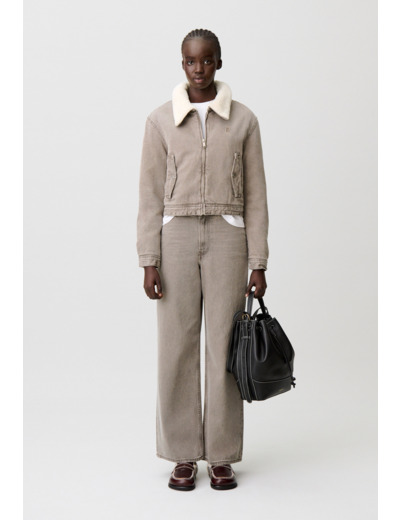 Blouson denim fausse fourrure