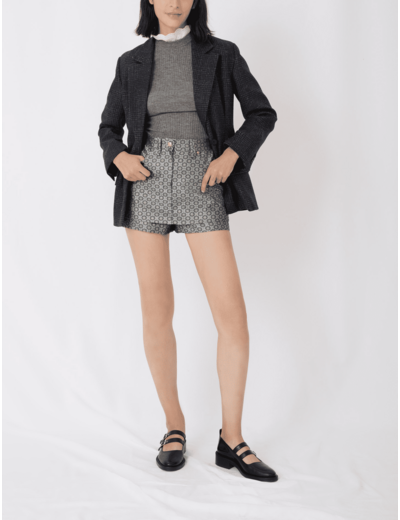 Short trompe-l’œil en jacquard lurex