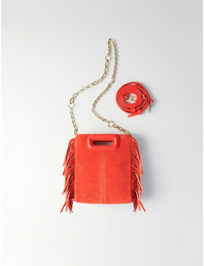 Sac M Mini en suède bicolore avec chaîne