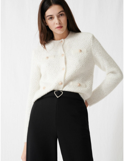 Cardigan en maille fantaisie et lurex