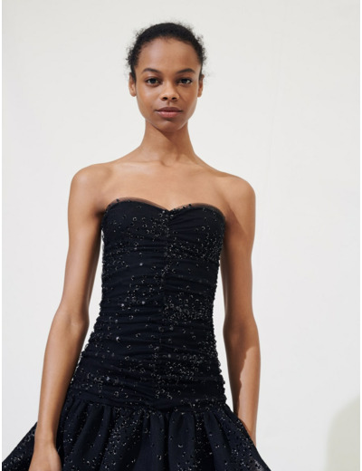 Robe bustier patineuse à pois lurex