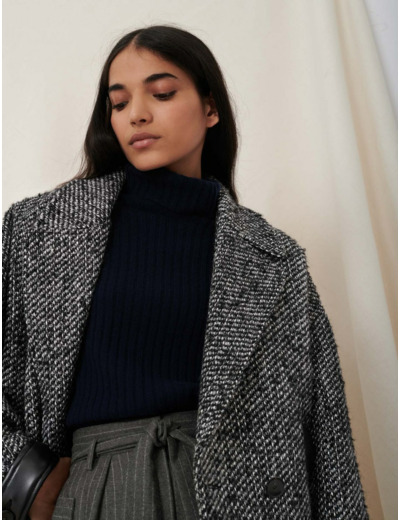 Manteau façon blouson en chiné
