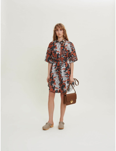 Robe chemise en voile de coton imprimé