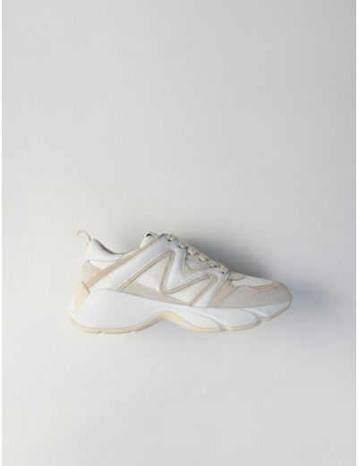 Sneakers W22 en mix matières