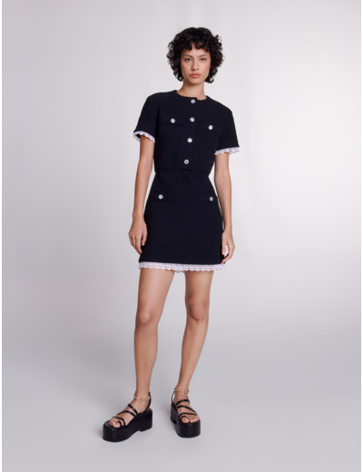 Robe courte en tweed à galons