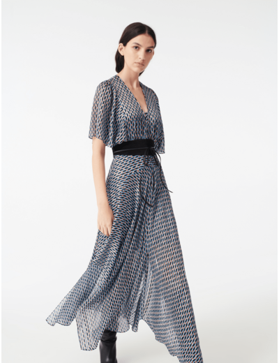 Robe foulard en jacquard lurex imprimé