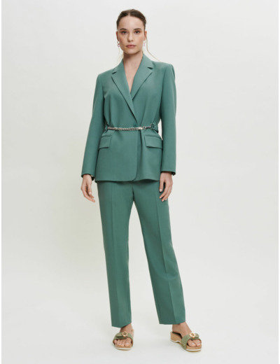Veste tailleur à ceinture chaîne