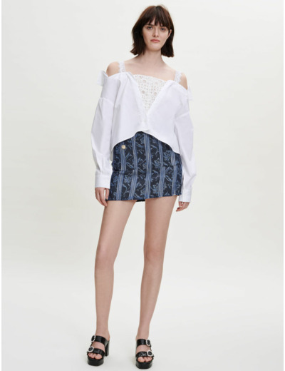 Chemise en trompe l'œil avec dentelles