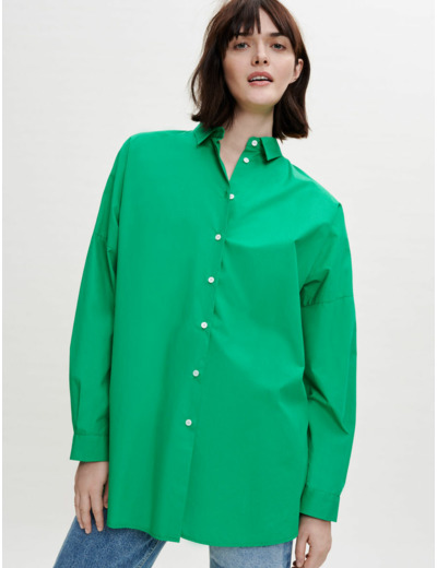 Chemise oversize en popeline de couleur