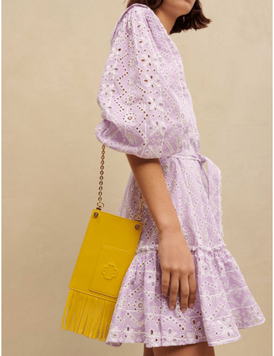 Robe courte en coton brodé