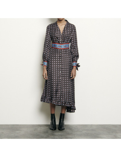 Robe longue en soie imprimée