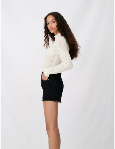 Short en jean effet usé à mors