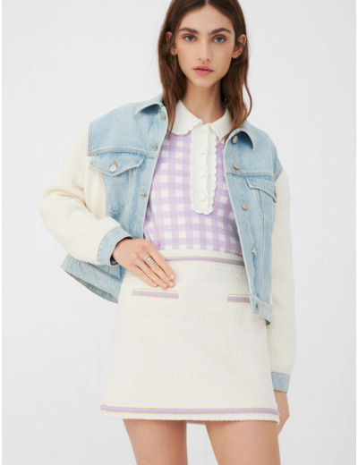 Jupe façon tweed contrastée
