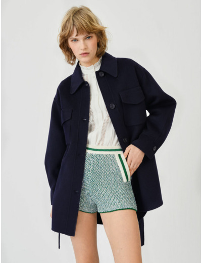 Manteau en double face ceinturé