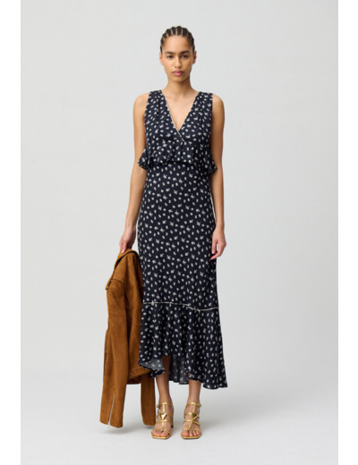 Robe longue volantée