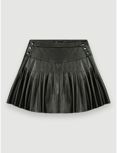 Jupe en cuir évasée à plis