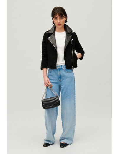 Veste en cuir noir
