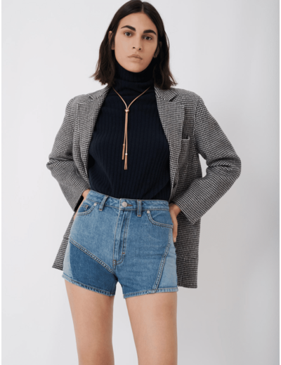 Short en jean patché