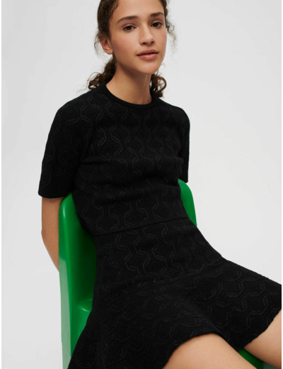 Robe trompe l'œil en maille jacquard