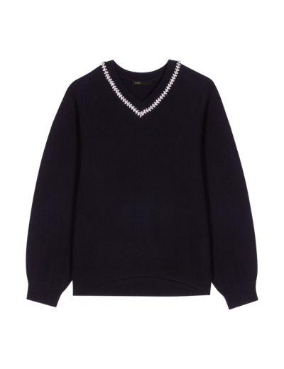 Pull en maille à col strassé