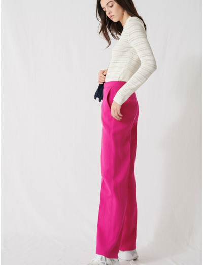 Pantalon tailleur rose fuchsia