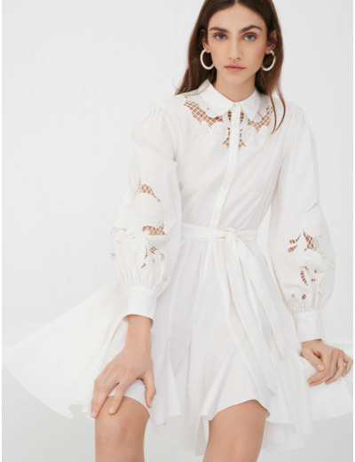 Robe patineuse en coton et guipure