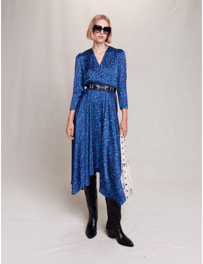 Robe mi-longue imprimé organique