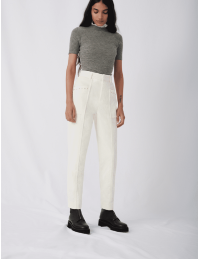 Pantalon en velours côtelé et studs